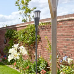 Smart Solar LED Tiki Style Flaming Torch Stake Light 2-Pack Warm White Slate -Home Lighting Store 1012016 Tiki Style Flaming Torch Slate Day insitu 05648.1657118013