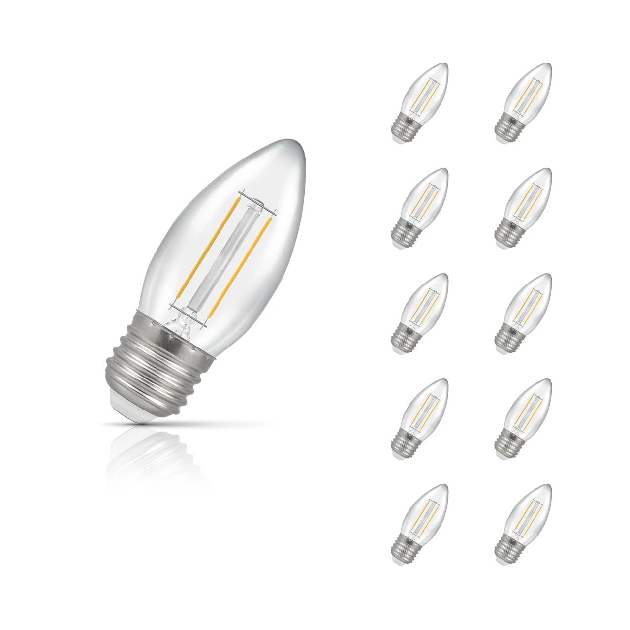 Crompton Candle LED Light Bulb E27 2.2W (25W Eqv) Warm White 10-Pack Clear 3 Crompton Candle LED Light Bulb E27 2.2W (25W Eqv) Warm White 10-Pack Clear