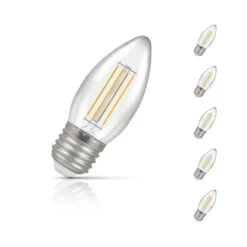Crompton Candle LED Light Bulb E27 4.2W (40W Eqv) Warm White 5-Pack Clear