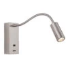 Firstlight Clifton LED Flexi Wall Spotlight 3W With USB Port And On/Off Switch In Brushed Steel