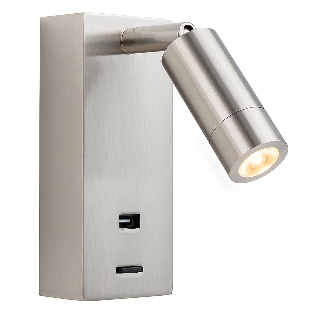 Firstlight Clifton LED Wall Spotlight 3W With USB Port And On/Off Switch Warm White Brushed Steel 3 Firstlight Clifton LED Wall Spotlight 3W With USB Port And On/Off Switch Warm White Brushed Steel