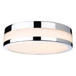 Firstlight Marnie LED Flush Ceiling Light 12W Warm White In Chrome And Opal Glass
