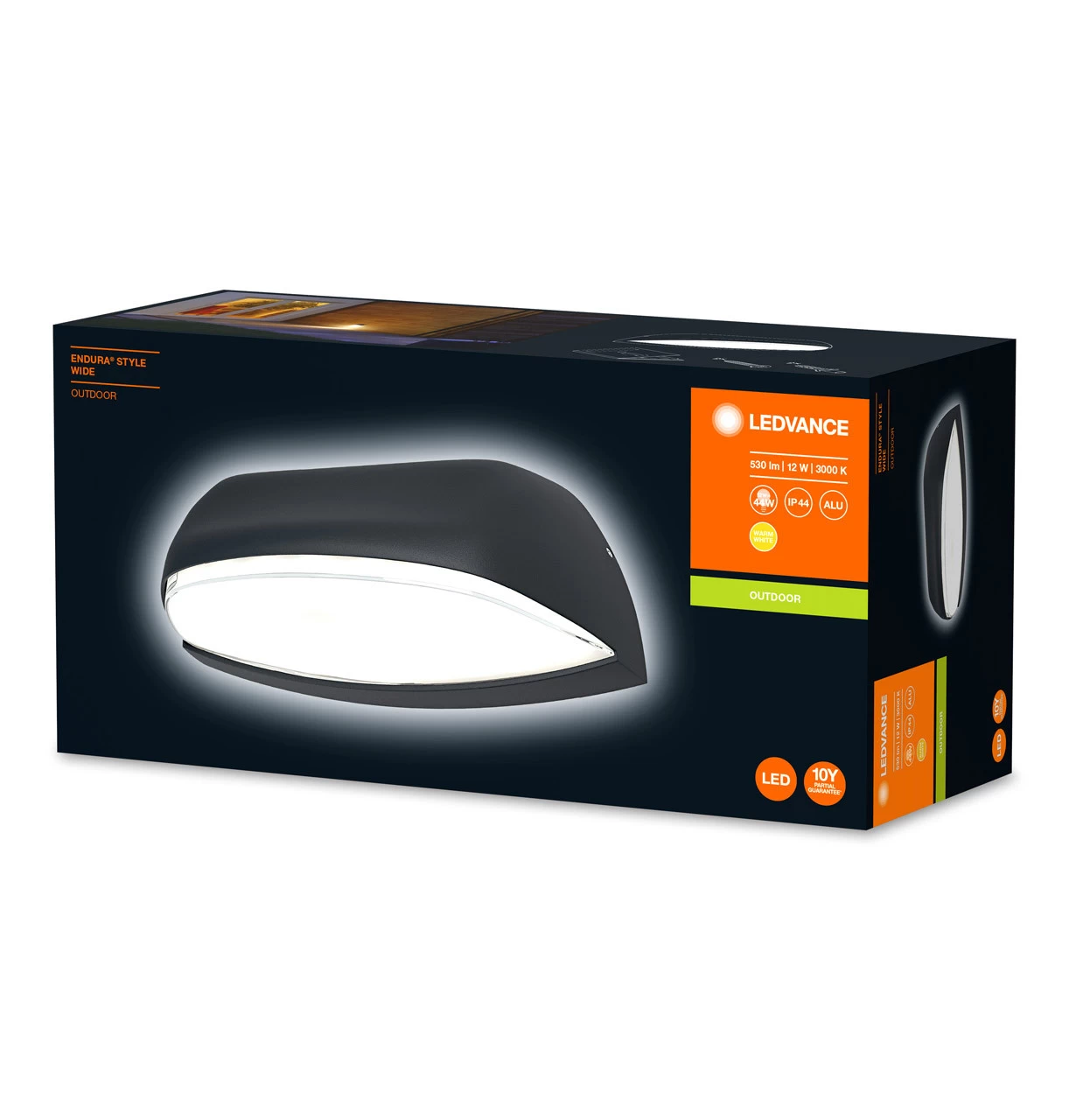 Ledvance 12W ENDURA STYLE Wide Dark Grey LED Wall Light - Image 4