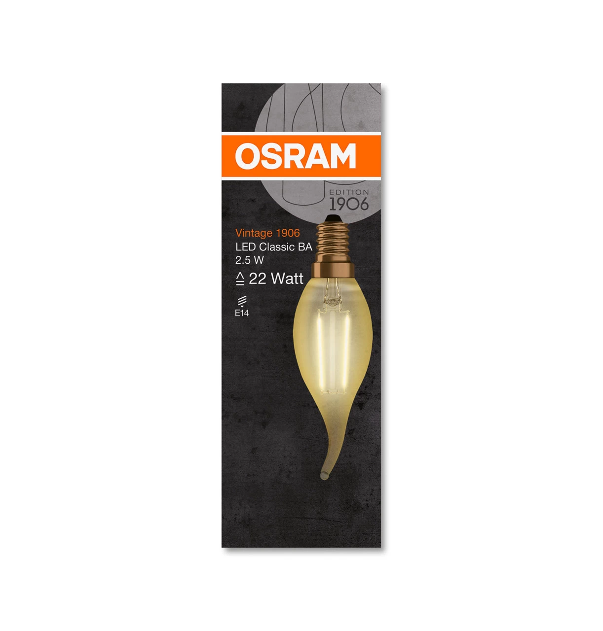 Osram Candle LED Light Bulb Filament E14 2.5W (20W Eqv) Warm White Flame Tip 4 Osram Candle LED Light Bulb Filament E14 2.5W (20W Eqv) Warm White Flame Tip - Image 2