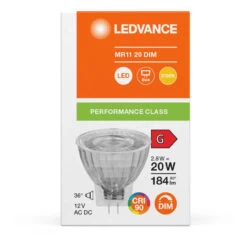 Ledvance LED MR11 Bulb 2.8W GU4 12V Performace Class AC/DC Warm White -Home Lighting Store 4099854050206 255 FC1 MR11 20 PFM 2.8W 927 GU4 98206.1699285658