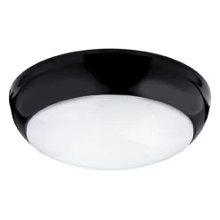 Firstlight Regis Modern Style LED Flush Ceiling Light 8W Cool White In Black And Opal