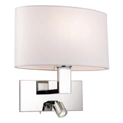 Firstlight Webster Contemporary Style LED 2-Light Wall Light 1W Warm White Chrome And Cream Shade