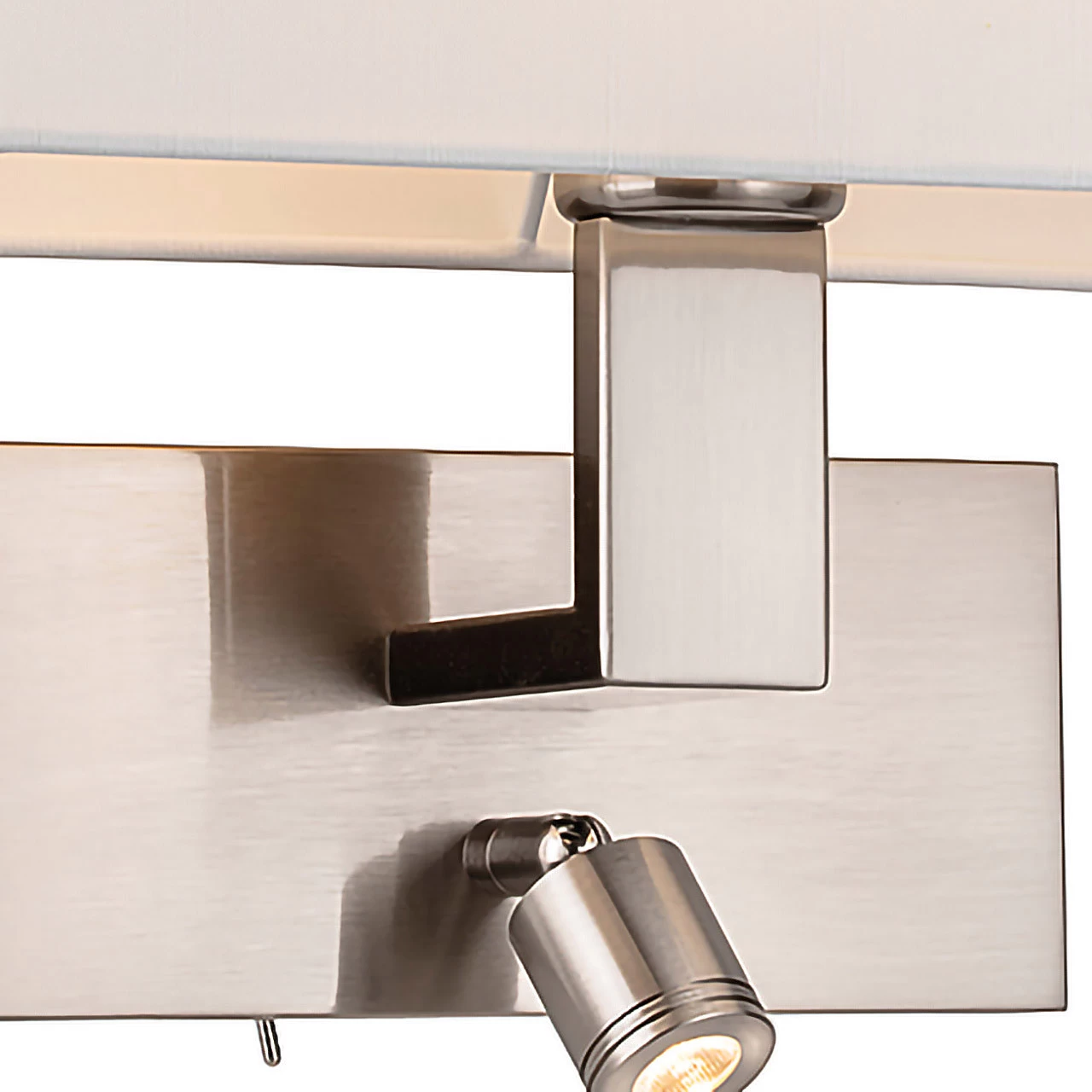 Firstlight Raffles LED 2-Light Wall Light 1W Warm White Brushed Steel And Cream Shade 4 Firstlight Raffles LED 2-Light Wall Light 1W Warm White Brushed Steel And Cream Shade - Image 2