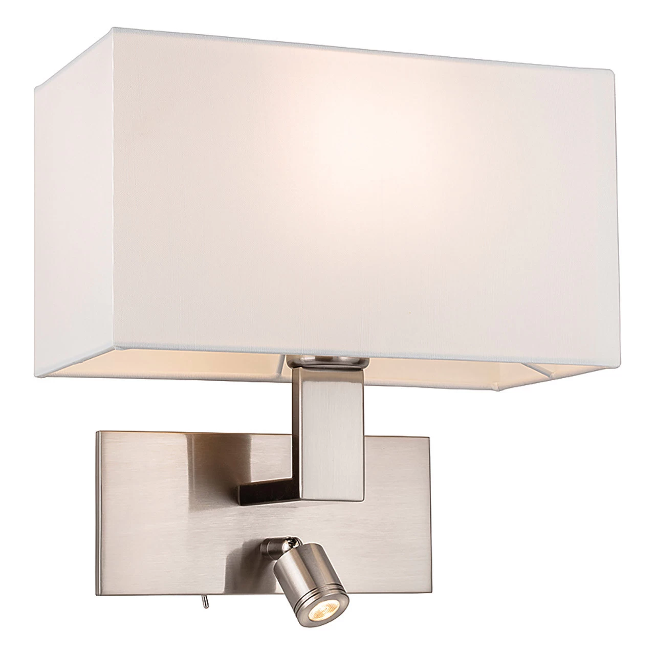 Firstlight Raffles LED 2-Light Wall Light 1W Warm White Brushed Steel And Cream Shade 3 Firstlight Raffles LED 2-Light Wall Light 1W Warm White Brushed Steel And Cream Shade