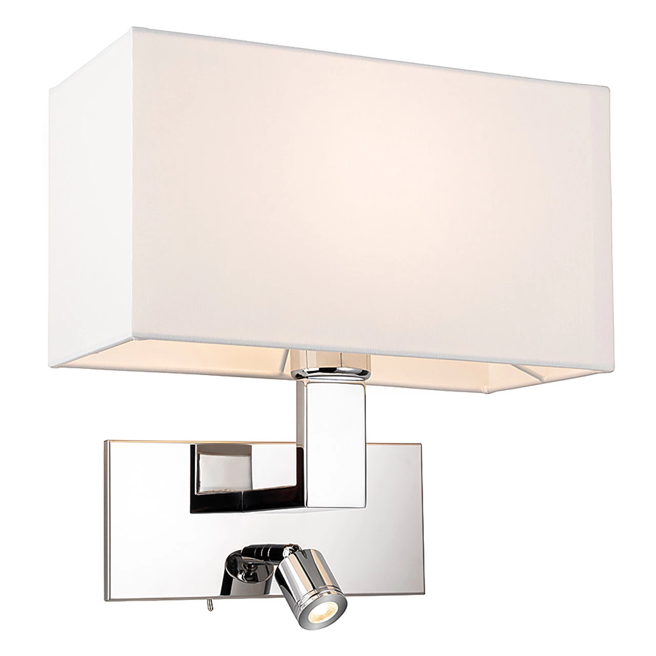 Firstlight Raffles Contemporary Style LED 2-Light Wall Light 1W Warm White Chrome And Cream Shade 3 Firstlight Raffles Contemporary Style LED 2-Light Wall Light 1W Warm White Chrome And Cream Shade