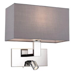Firstlight Raffles Contemporary Style LED 2-Light Wall Light 1W Warm White Chrome And Grey Shade