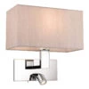 Firstlight Raffles Contemporary Style LED 2-Light Wall Light 1W Warm White Chrome And Oyster Shade