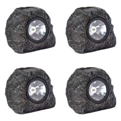 SuperBright Solar Powered LED Rock Spotlight 4-Pack White Granite Grey -Home Lighting Store 6814 Rock Spotlight Cut out 4pk 85250.1653989433