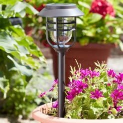 SuperBright Solar Powered LED Stake Light AVANT 5-Pack White Black -Home Lighting Store 6817 Avant Day Insitu1 26019.1653989282