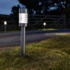 SuperBright Solar Powered LED Stake Light MARTELLO 3-Pack White Brushed Stainless Steel -Home Lighting Store 6819 Martello Stainless Steel 3pc Carry Pack Night insitu 36270.1653989226