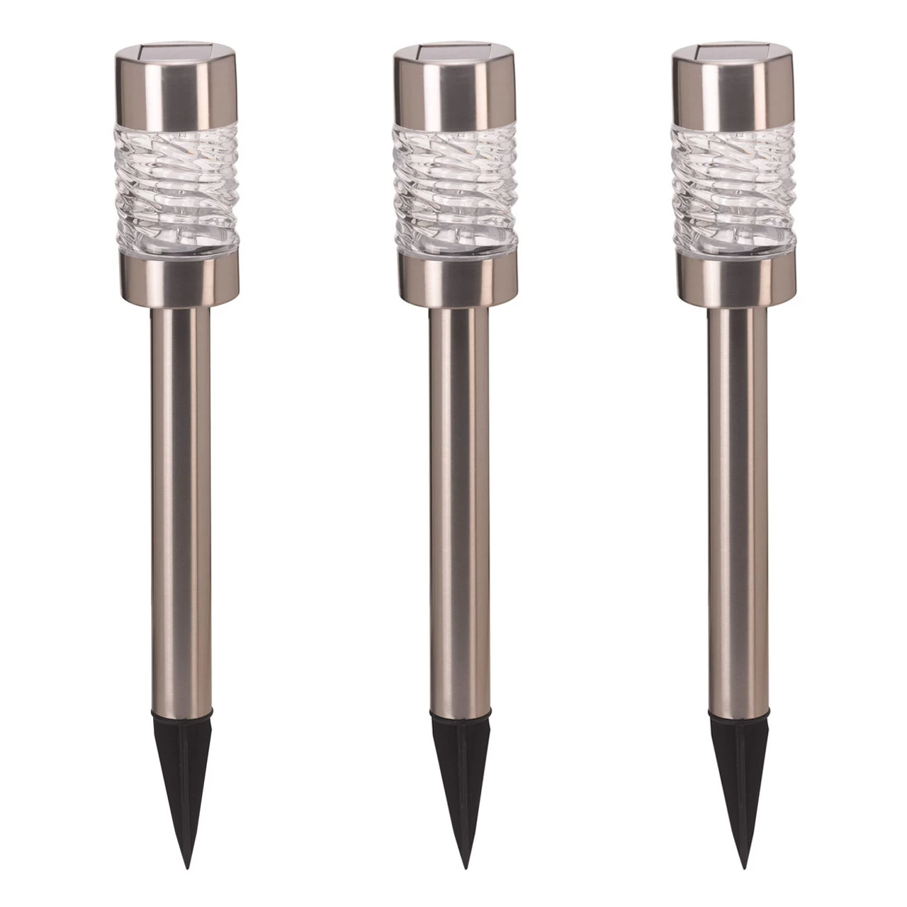 SuperBright Solar Powered LED Stake Light MARTELLO 3-Pack White Brushed Stainless Steel 5 SuperBright Solar Powered LED Stake Light MARTELLO 3-Pack White Brushed Stainless Steel - Image 3