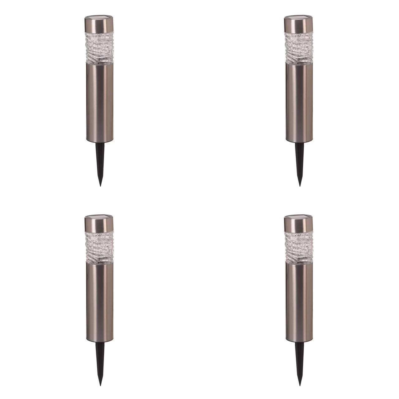 SuperBright Solar Powered LED Bollard Light STELLA 4-Pack White Brushed Stainless Steel 4 SuperBright Solar Powered LED Bollard Light STELLA 4-Pack White Brushed Stainless Steel - Image 2