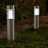 SuperBright Solar Powered LED Bollard Light STELLA 4-Pack White Brushed Stainless Steel 1 SuperBright Solar Powered LED Bollard Light STELLA 4-Pack White Brushed Stainless Steel -Home Lighting Store 6820 Stella Stainless Steel Night insitu 35631.1653989195