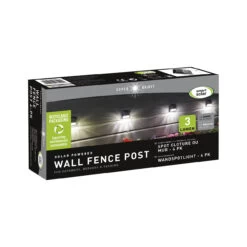 SuperBright Solar Powered LED Wall And Fence Light 4-Pack White Black -Home Lighting Store 6822 Wall Fence Post 4pk 3D Packaging 93958.1653989134