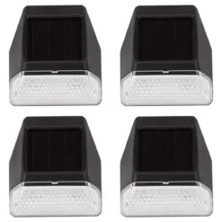 SuperBright Solar Powered LED Wall And Fence Light 4-Pack White Black -Home Lighting Store 6822 WallPostFenceLight 4pk 23688.1653989134