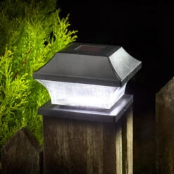 SuperBright Solar Powered LED Post Light 4-Pack White Black -Home Lighting Store 6825 Post Light Night insitu 25242.1653987558