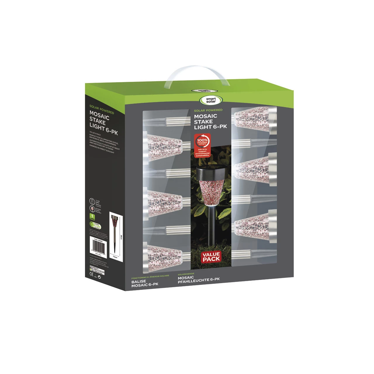 Smart Solar LED Mosaic Stake Light 6-Pack Mixed Brushed Stainless Steel Mixed Colours 10 Smart Solar LED Mosaic Stake Light 6-Pack Mixed Brushed Stainless Steel Mixed Colours - Image 8