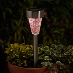 Smart Solar LED Mosaic Stake Light 6-Pack Mixed Brushed Stainless Steel Mixed Colours