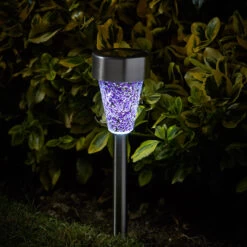 Smart Solar LED Mosaic Stake Light 6-Pack Mixed Brushed Stainless Steel Mixed Colours 15 Smart Solar LED Mosaic Stake Light 6-Pack Mixed Brushed Stainless Steel Mixed Colours -Home Lighting Store 6826 Mosaic Stainless Steel Purple Night insitu 77249.1653987523