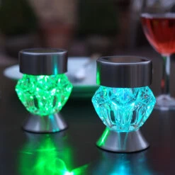 Smart Solar LED Crystal Effect Stake Light 4-Pack Colour Changing And White -Home Lighting Store 6827 1011541 1011543 Crystal Stainless Steel Coloured Table Top Night insitu 08872.1653987481
