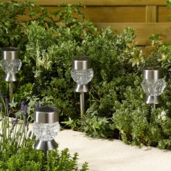 Smart Solar LED Crystal Effect Stake Light 4-Pack Colour Changing And White -Home Lighting Store 6827 1011541 1011543 Crystal Stainless Steel Day insitu 90727.1653987481