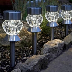 Smart Solar LED Crystal Effect Stake Light 4-Pack Colour Changing And White -Home Lighting Store 6827 1011541 1011543 Crystal Stainless Steel White Night insitu 49764.1653987481