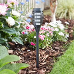 Smart Solar LED Party Flaming Torch Stake Light 5-Pack Warm White Black -Home Lighting Store 6828 1012000 1012003 Party Flaming Torch Black Day Insitu 92581.1653987444