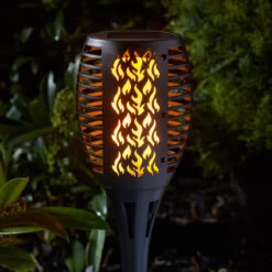 Smart Solar LED Cool Flame Compact Torch Stake Light 4-Pack Warm White Black -Home Lighting Store 6829 1012623 1012624 1012021 Compact Flaming Torch Night insitu1 12851.1653987415
