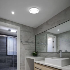 NxtGen Texas LED Flush Ceiling Light 17W Cool White Opal And White -Home Lighting Store 7475 2 05208.1675269826