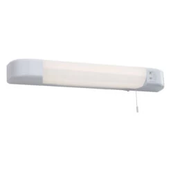 Firstlight Dual Voltage LED Shaver Light 8W With On/Off Pull Cord Cool White In White And Opal