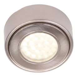 Culina Laghetto LED Round Under Cabinet Light 1.5W Cool White Opal And Satin Nickel