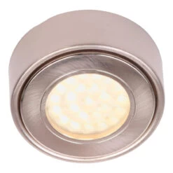 Culina Laghetto LED Round Under Cabinet Light 1.5W Warm White Opal And Satin Nickel