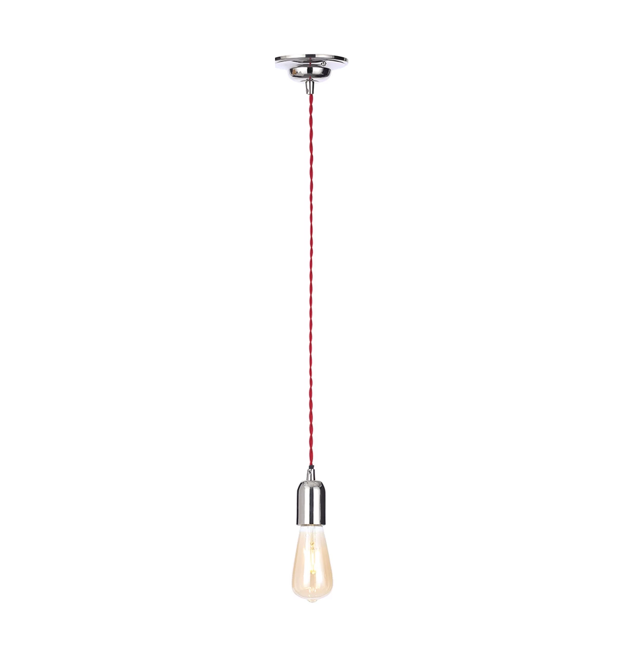 Inlight Dale E27 Pendant Cord Set Polished Nickel & Red 3 Inlight Dale E27 Pendant Cord Set Polished Nickel & Red