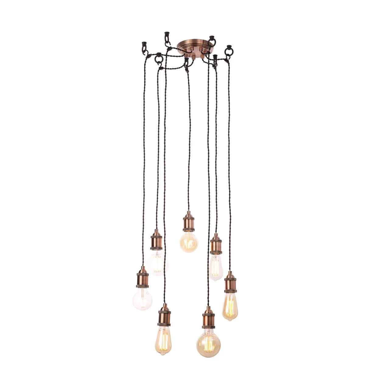 Inlight Padua 7-Light E27 Pendant Cord Set Copper & Black 3 Inlight Padua 7-Light E27 Pendant Cord Set Copper & Black