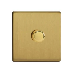 Varilight Screwless LED V-Pro 1 Gang Rotary Dimmer Switch Brushed Brass