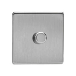 Varilight Screwless LED V-Pro 1 Gang Rotary Dimmer Switch Brushed Steel
