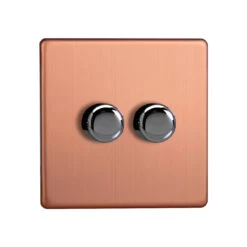 Varilight LED V-Pro 2 Gang Rotary Dimmer Switch Brushed Copper