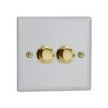 Varilight LED V-Pro 2 Gang Rotary Dimmer Switch White With Brass Knobs -Home Lighting Store JYP252V.MW 82935.1660563748