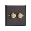 Varilight LED V-Pro 2 Gang Rotary Dimmer Switch Slate With Brass Knobs -Home Lighting Store JYP252V.SL 78747.1660563701