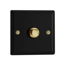 Varilight LED V-Pro 1 Gang Rotary Dimmer Switch Matt Black With Brass Knob