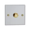 Varilight Vogue LED V-Pro 1 Gang Rotary Dimmer Switch White With Brass Knob -Home Lighting Store JYP401V.MW 60705.1660563723