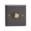 Varilight Vogue LED V-Pro 1 Gang Rotary Dimmer Switch Slate With Brass Knob