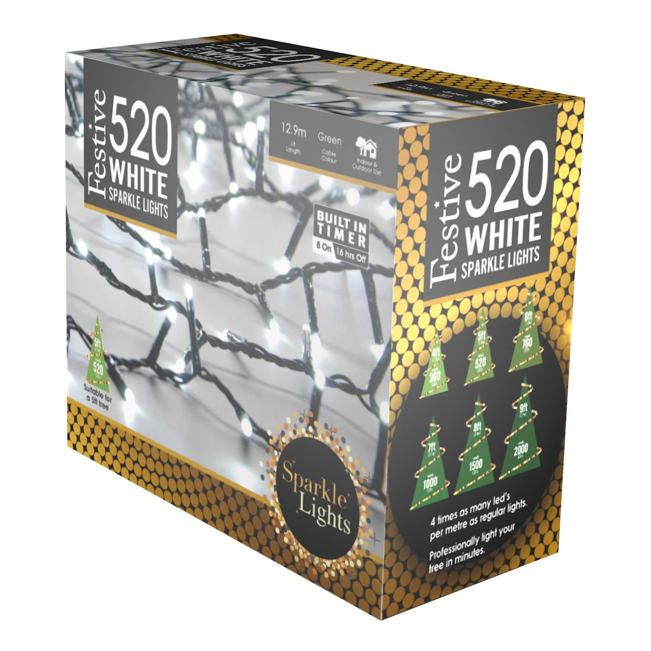 Festive Indoor & Outdoor 5ft Christmas Tree Sparkle Lights 520 White LEDs 8 Festive Indoor & Outdoor 5ft Christmas Tree Sparkle Lights 520 White LEDs - Image 6