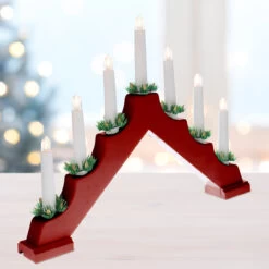 Festive Battery Operated Red Candle Bridge With 7 Candles - Warm White LEDs -Home Lighting Store P014752 3 73213.1669731319