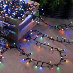 Festive 12.9m Indoor & Outdoor Glow-Worm String Lights 520 Multi-Coloured LEDs